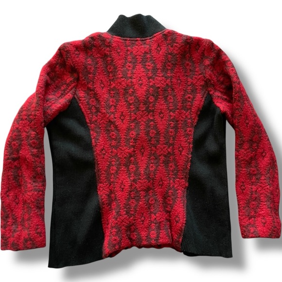 Pendleton Red Black Wool Southwest Cardigan Button Up Jacket Aztec Western LP - Picture 3 of 7